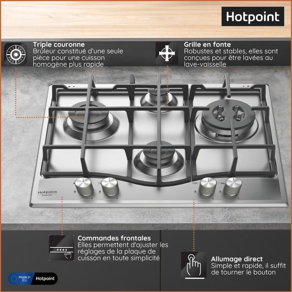 Table de cuisson à gaz PCN641TIXA - HOTPOINT ARISTON – Image 3