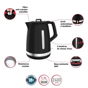 Bouilloire électrique noir 1,7L – Moulinex BY320B10