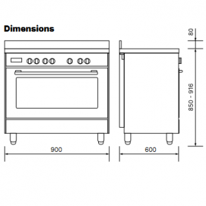 Cuisinière PRO à gaz 90cm EXX966FG – ELBA