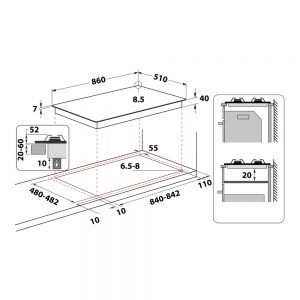 Table de cuisson à gaz 5 feux IN9522IX 90 cm – INDESIT