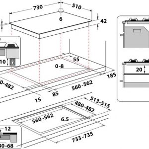 Table de cuisson à gaz 5 feux ING 72T/BK- INDESIT