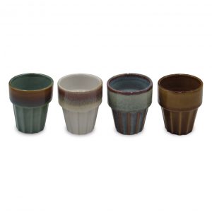 Set de 4 gobelets cantine strié gm D7,4 H8,1cm – Opjet